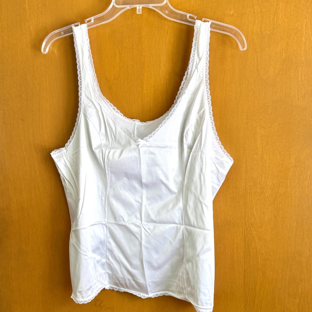 White Nylon Camisole, Size Large, Vassarette